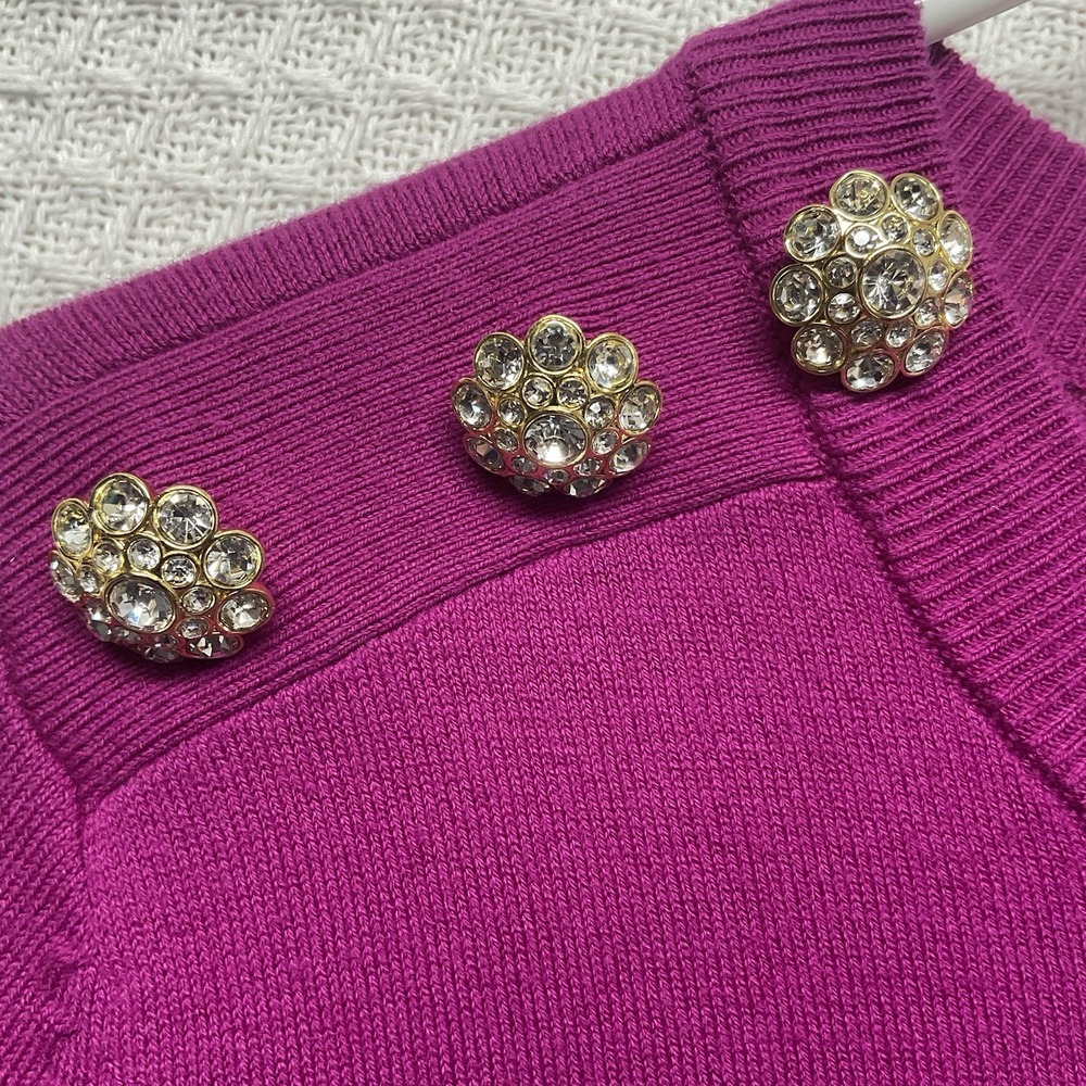 Lilly Pulitzer Morgen Cotton Blend Sweater Women's Medium Button/Rhinestones - Picture 5 of 11